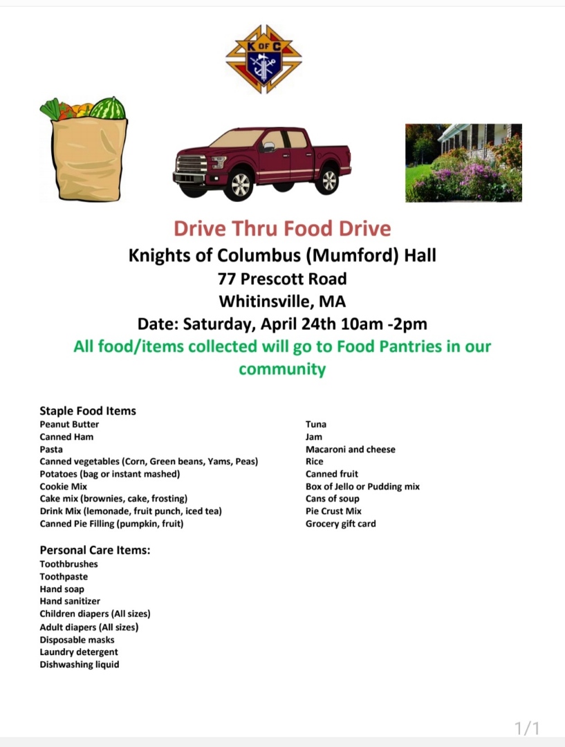 April Drive Thru Food Drive